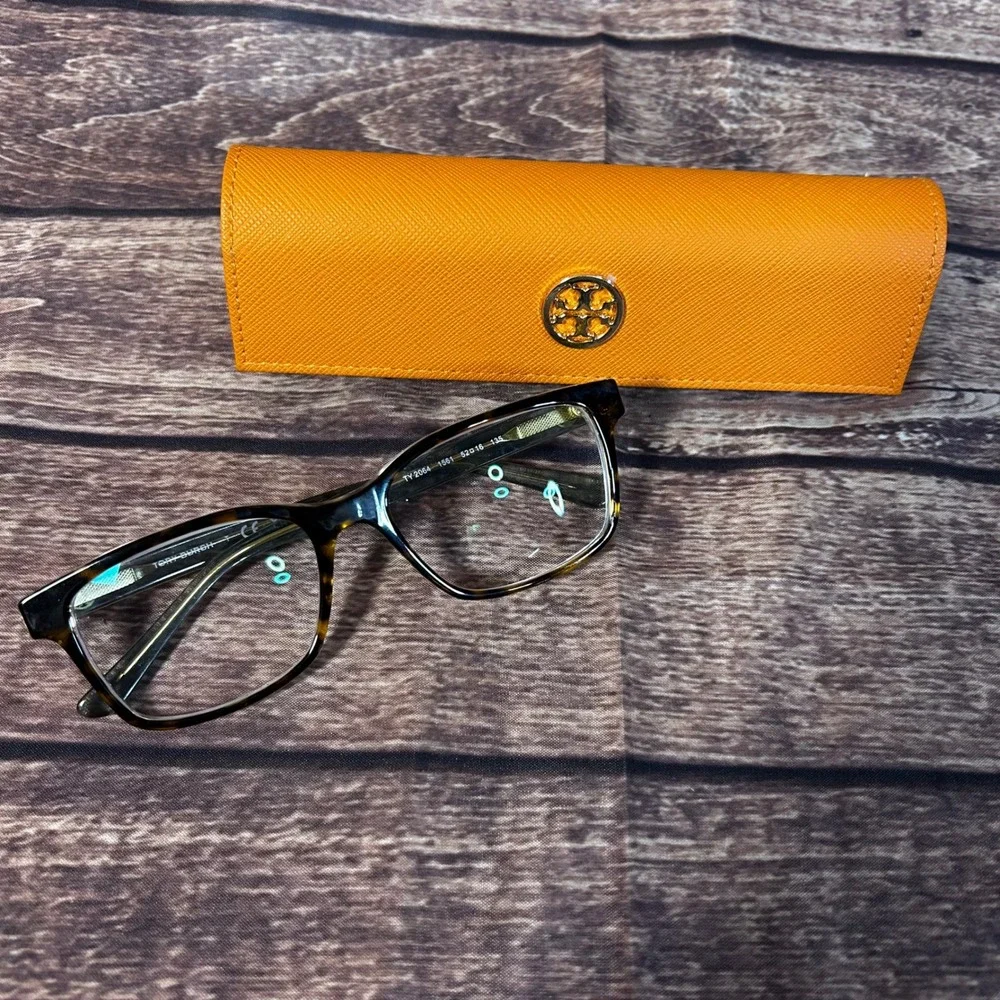Tory Burch TY2064 1561 Dark Tortoise Sage Green Rectangular Eyeglasses with Case